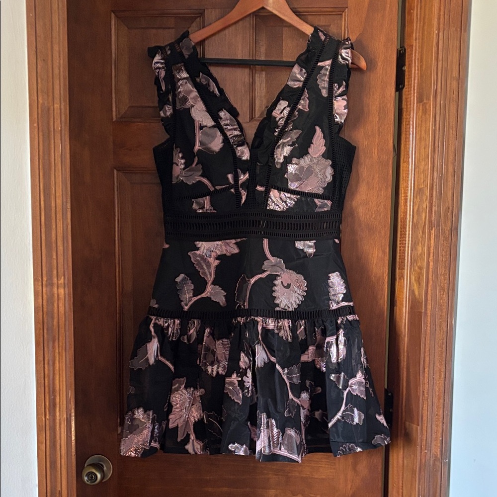 Rebecca Taylor Black and Pink Floral Mini Dress !!from Saks Fifth Avenue!